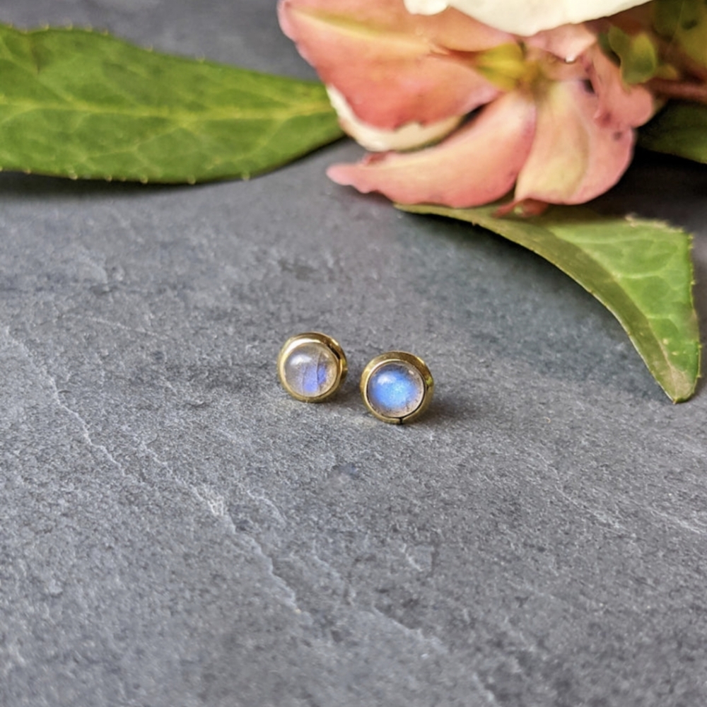 🦋LAST🦋 NWT Baizaar Labradorite and Brass Artisan-Made Studs